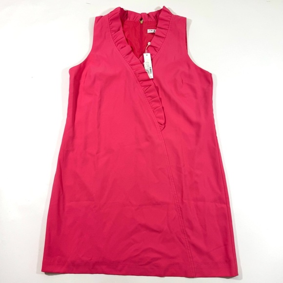 New Trina Turk Atlantis Ruffle Trim Shift Dress Watermelon - Picture 2 of 8